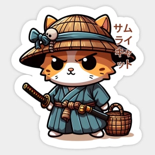 Japanese Samurai Ninja Cat Sticker